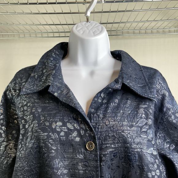 Susan Graver Women's Metallic Floral Shirt Jacket‎ Est. Size 2X Statement Boho - Picture 7 of 11